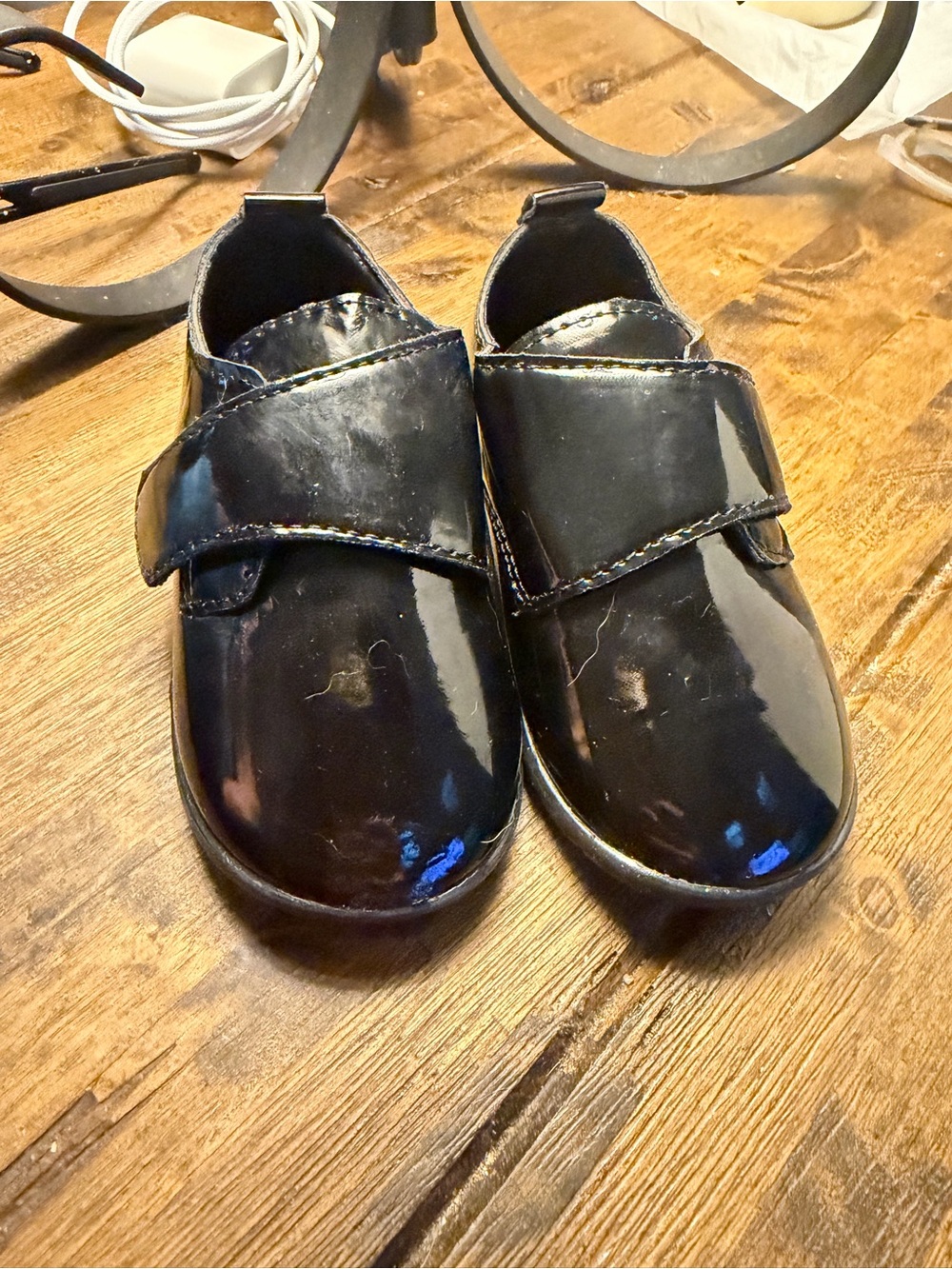 Kids Black Patent Velcro Dress Shoes